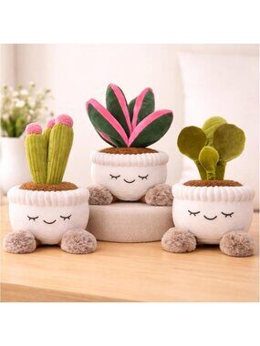 Large Plush Succulent & Cactus Plants in Pots – Cute Stuffed Decor for Nursery